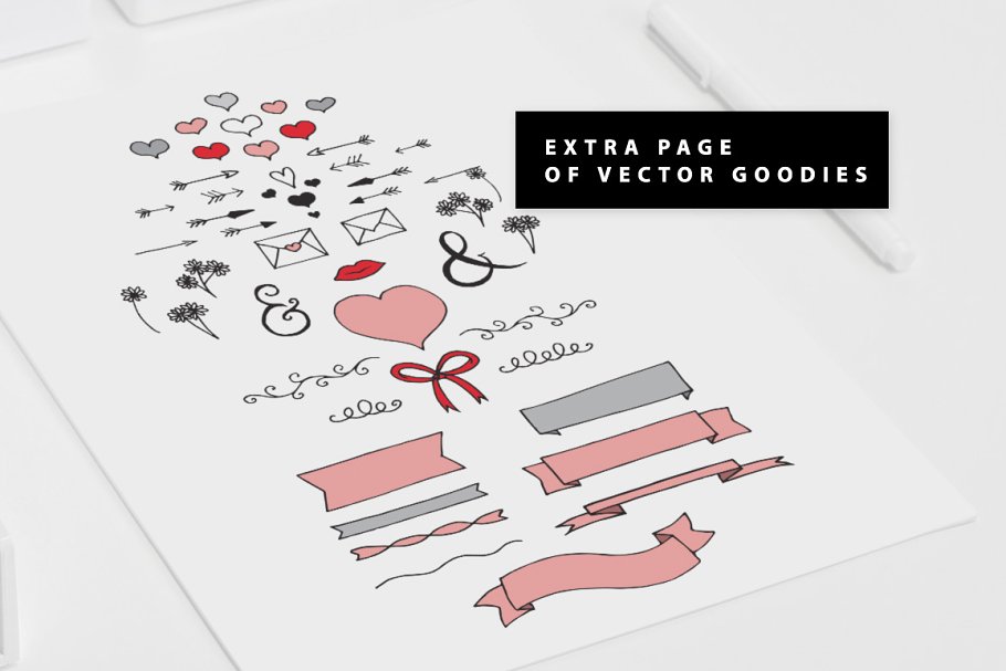 爱心爱情装饰AI笔刷 Hot Love Illustrator Brushes插图(4)