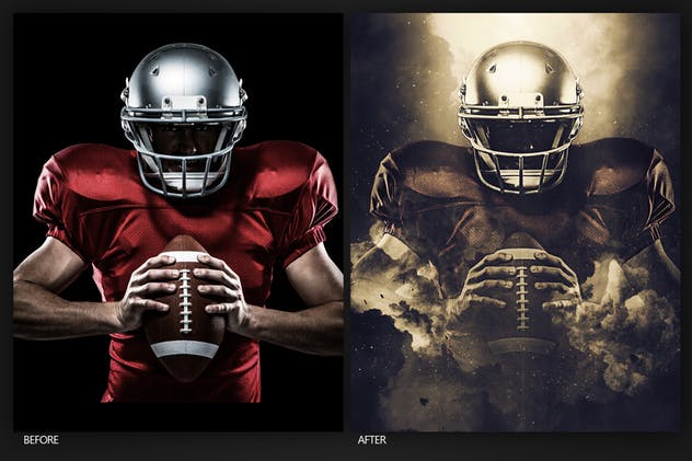 暗黑风格烟雾灯光照射人物海报效果PS动作 Guardian Photoshop Action插图(1)