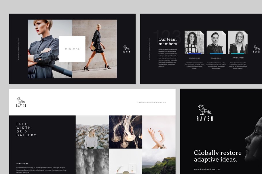 125+页创意 Keynote 幻灯片模板（内含450枚图标+50个信息图表） RAVEN Keynote Presentation Template插图(3)