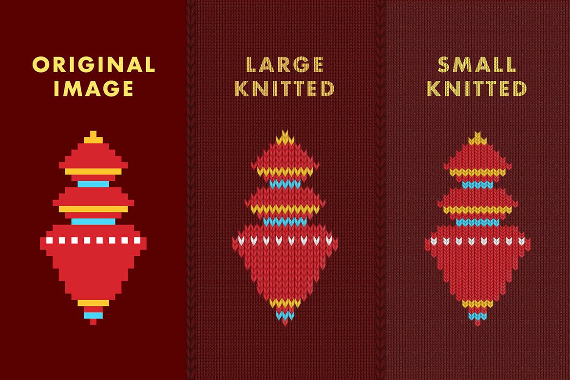 圣诞风格逼真毛衣针织纹理PS动作 Ugly Christmas Sweater Action插图(1)