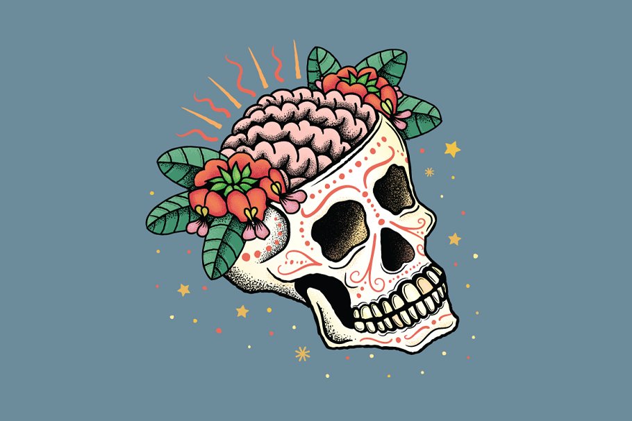 纹身艺术图案AI笔刷 Tattoo Style Art Brushes插图(1)