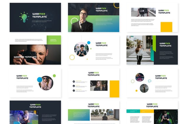时尚高端多用途企业/个人Google Slides幻灯片模板 Warmer – Google Slides Template插图(1)
