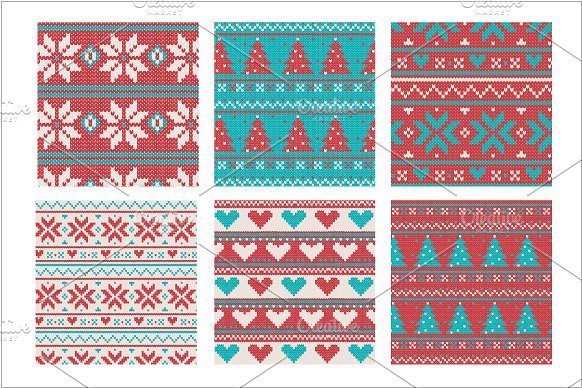 编结物矢量图案AI笔刷&纹理 Knitting vector brushes & patterns插图(3)