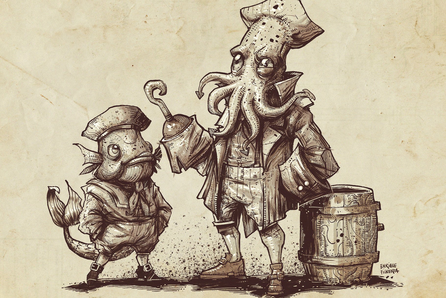 仿鱿鱼触须形状笔画Procreate笔刷 Squid Brush Pack for Procreate插图(6)