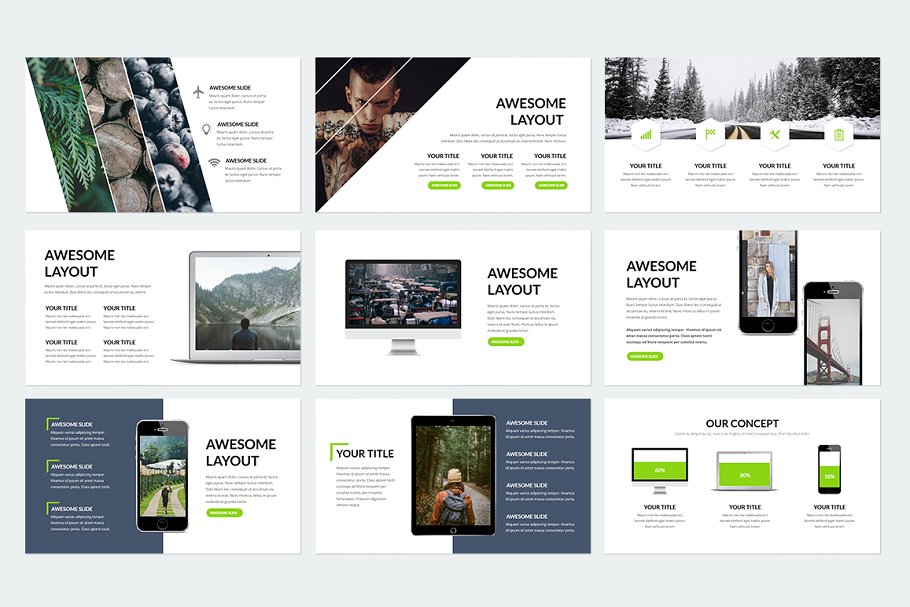 100页企业或者个人多用途 Powerpoint & Keynote 幻灯片模板 Minimal Presentation插图(10)