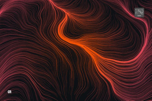 10款高分辨率抽象数流体线条PS笔刷 Digital Perlin Flow Fields Photoshop Brushes插图(1)