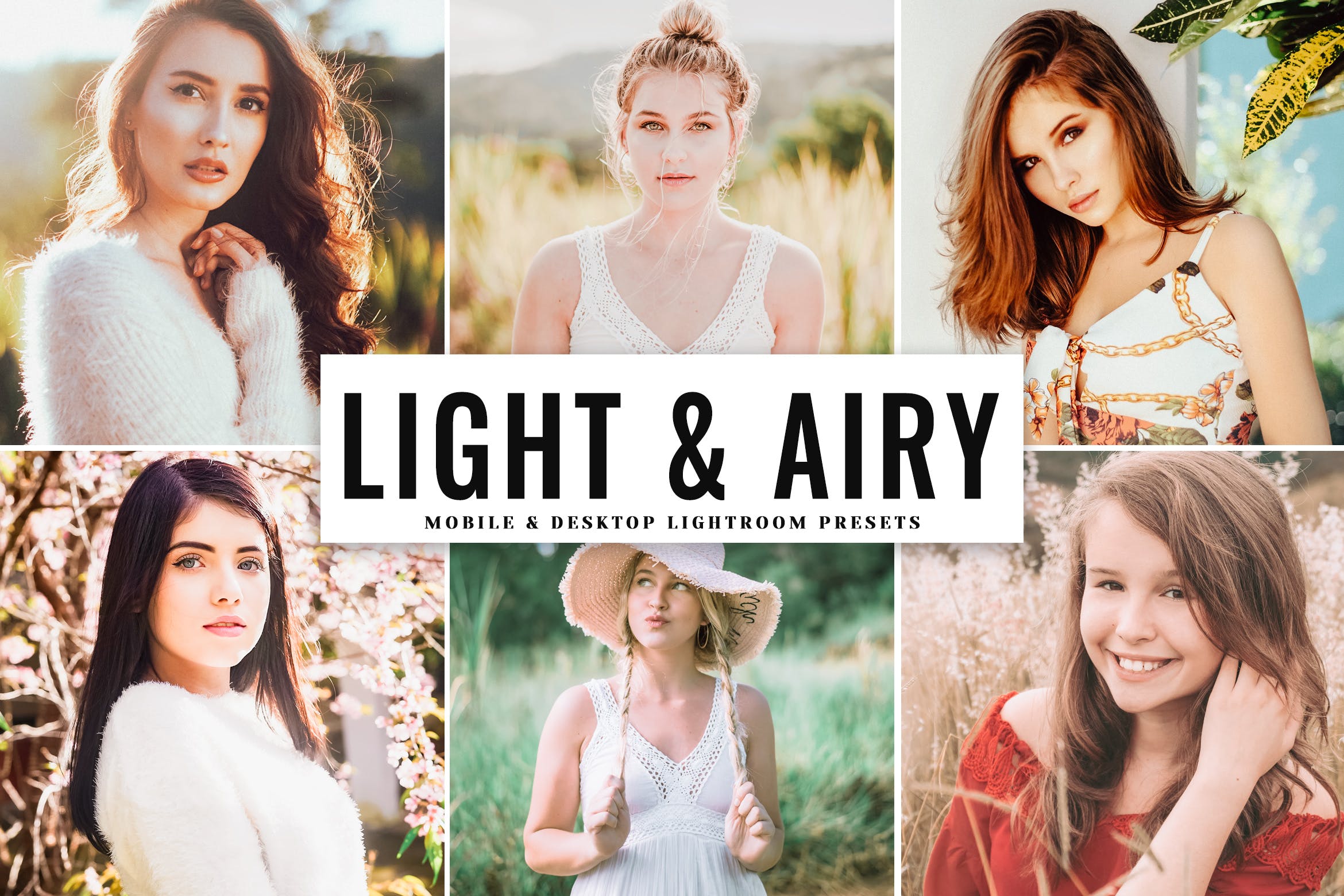 柔和阳光肖像摄影后期调色滤镜LR预设 Light & Airy Mobile & Desktop Lightroom Presets插图