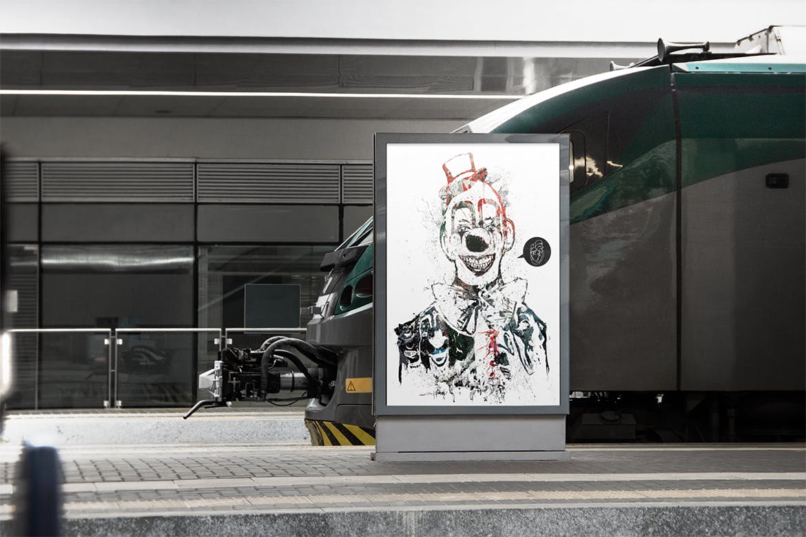 火车站/高铁站广告海报展示图样机模板 Train Station Poster Mock-up插图