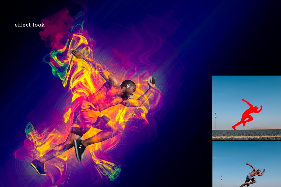 运动能量彩墨特效Photoshop动作 Energy Photoshop Action插图(2)