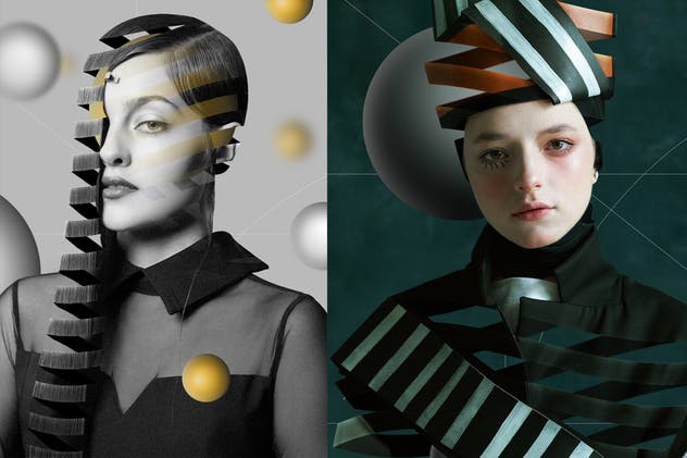 创意丝带艺术品工艺品照片一键生成PS动作 Escher Ribbon FX Photoshop Add-On Extension插图(4)