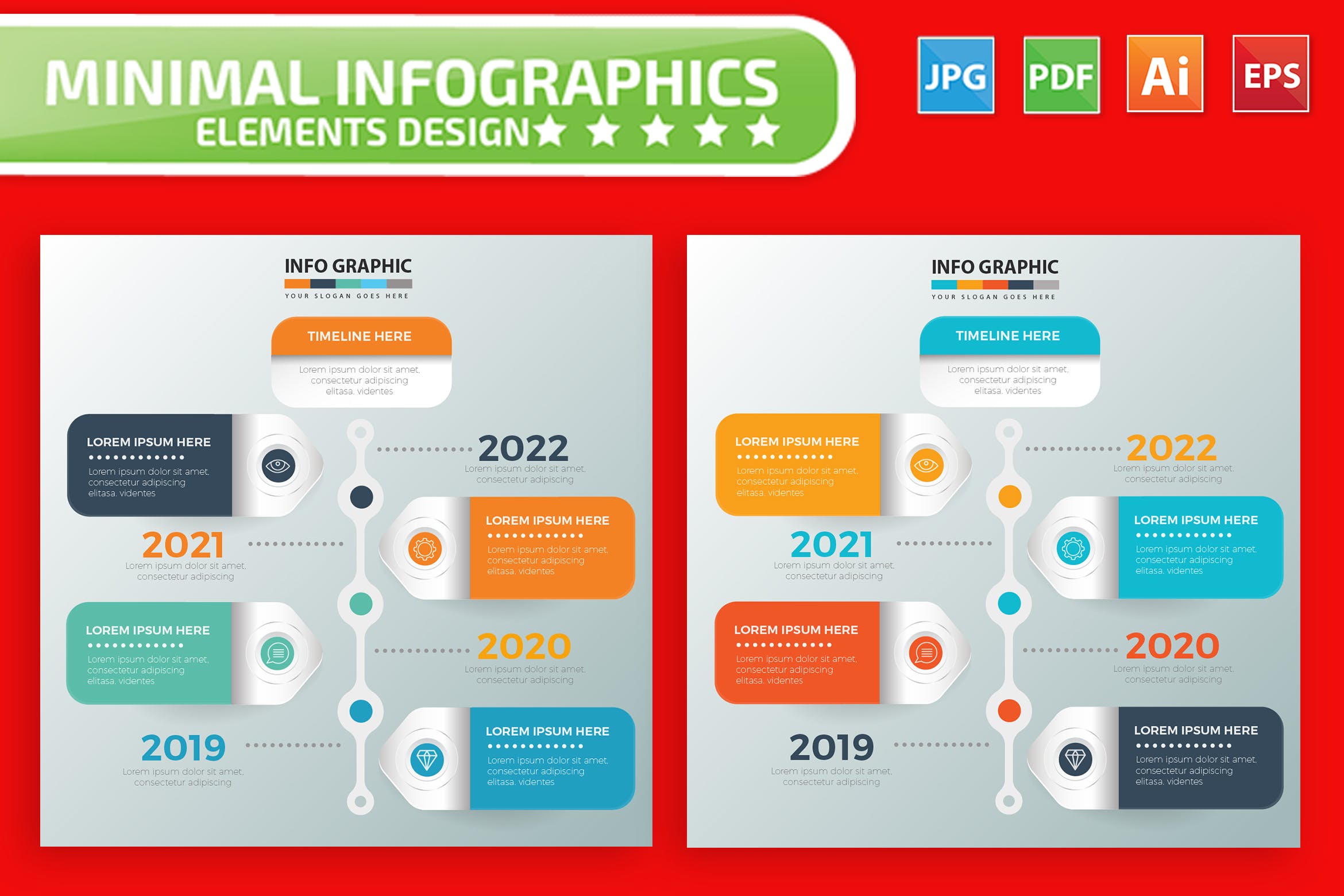 大事记时间轴/项目规划信息图表矢量图形素材库精选素材v1 Timeline Infographics design插图