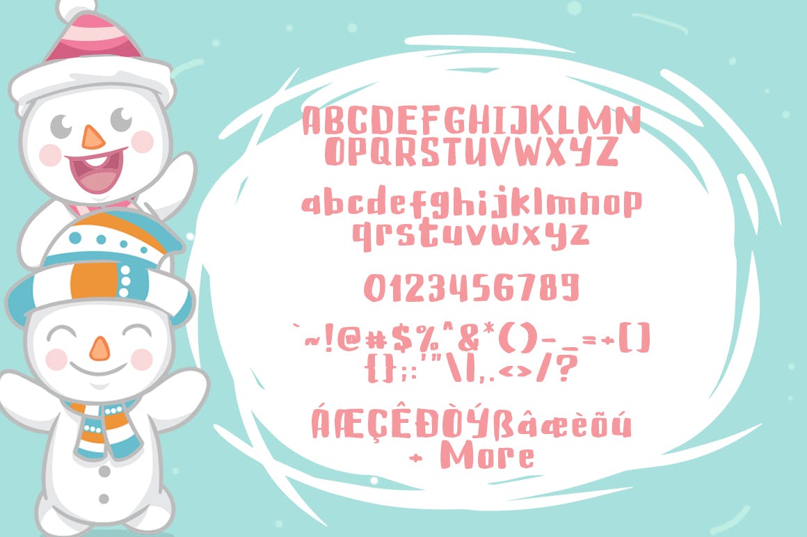 现代清新可爱风格英文手写加粗字体 Cute Snowman插图(5)