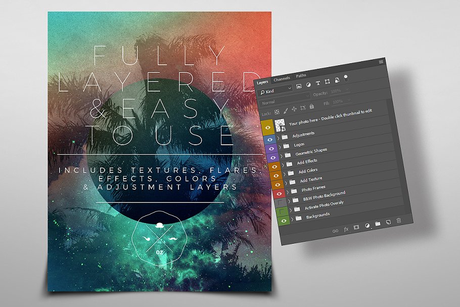 复古嬉皮文化艺术模板 Vintage Hipster Art Templates Bundle插图(16)