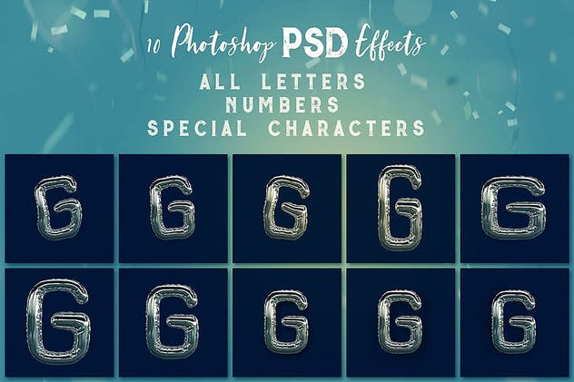 3D金箔气球字体样式PSD分层模板 Foil Balloon – 3D Lettering插图(3)