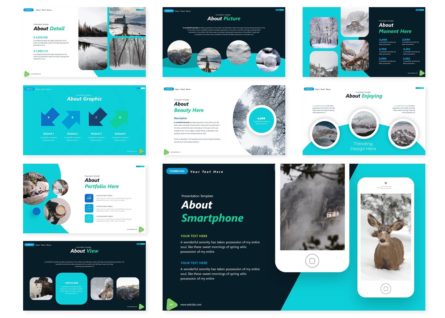 冬天主题风格谷歌幻灯片设计模板下载 Snowie | Google Slides Template插图(2)