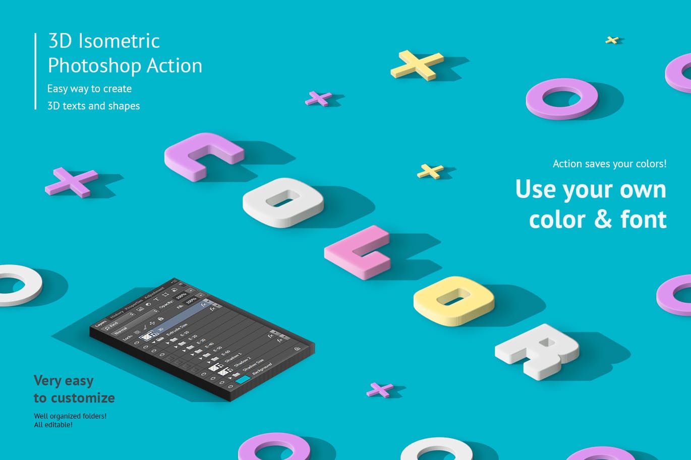 精美2.5D等距摄影效果一键生成PS动作 3D Isometric Photoshop Action插图(3)