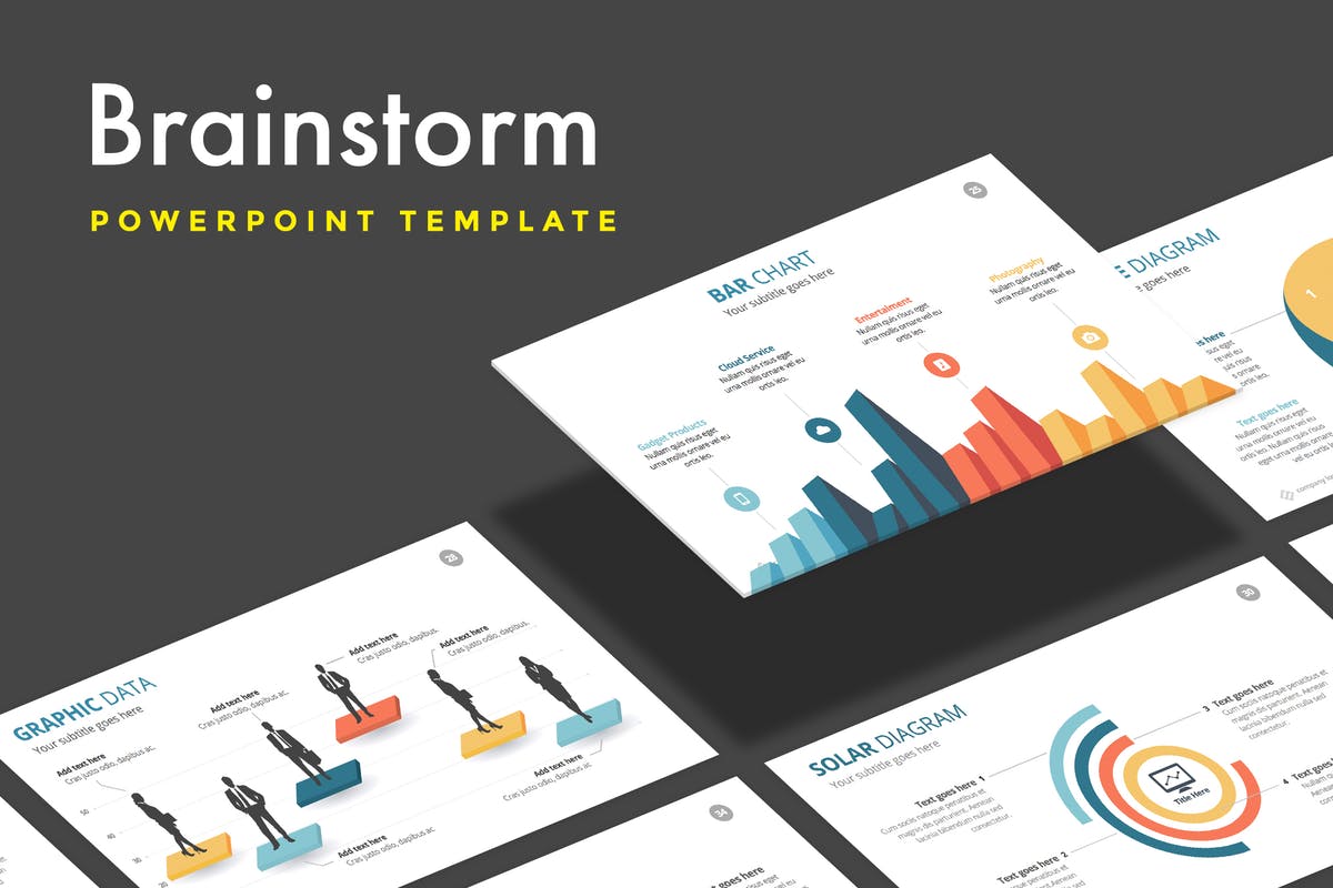 适合各种工作汇报用的PPT幻灯片模板 Brainstorm – Powerpoint Template插图