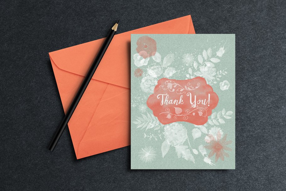 水彩花卉印章PS笔刷 Floral Watercolor PS Stamp Brushes插图(1)