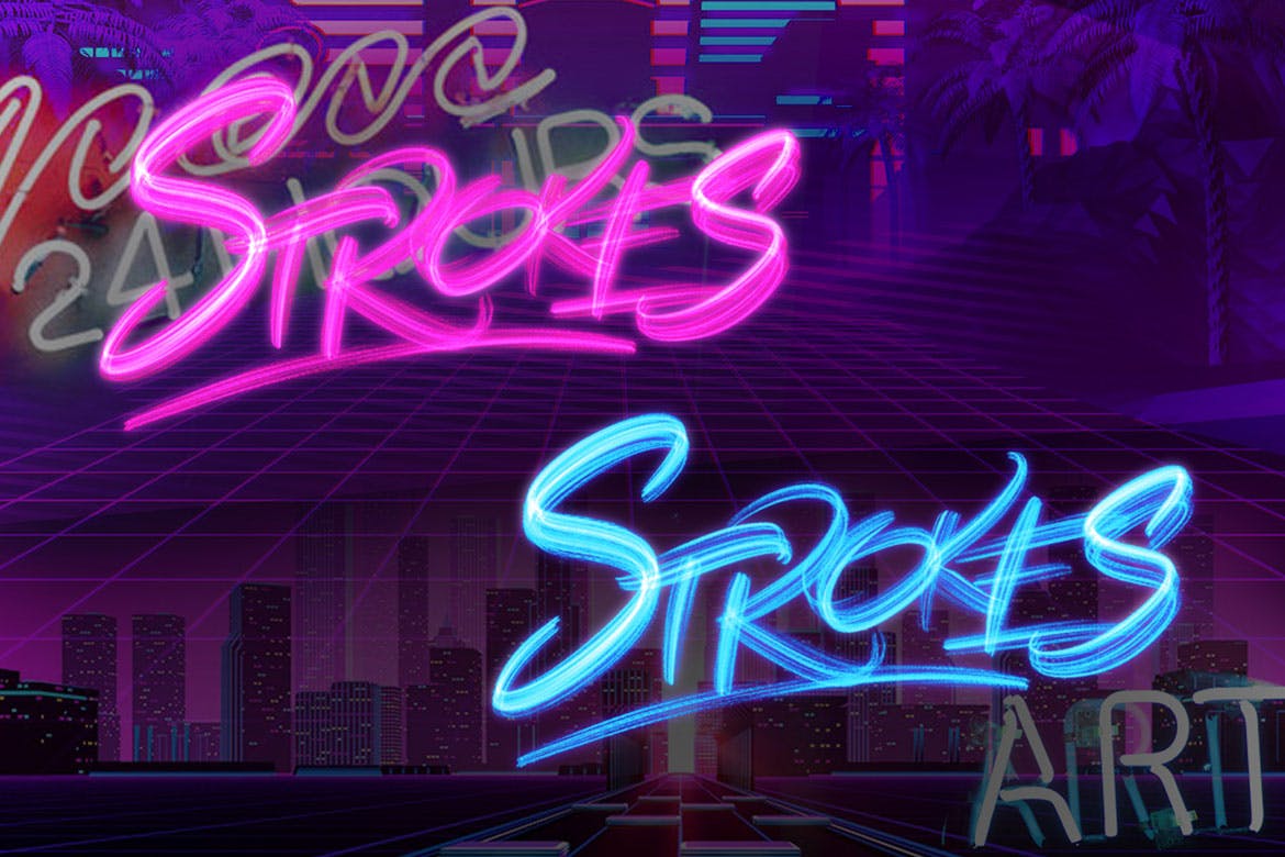 复古海报发光字体特效Procreate笔刷插图(2)