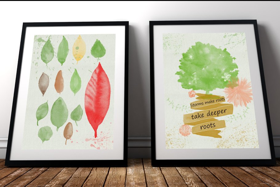 水彩花卉印章PS笔刷 Floral Watercolor PS Stamp Brushes插图(9)