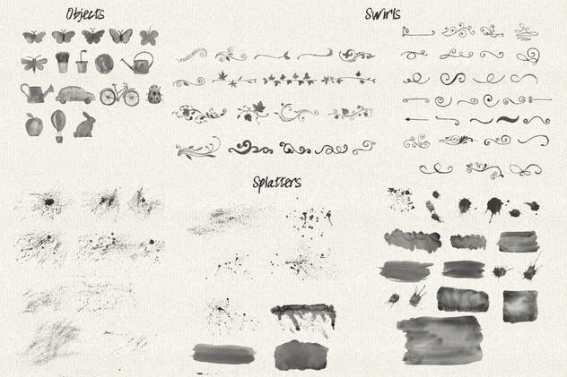 水彩花卉PS印章画笔笔刷 Floral Watercolor PS Stamp Brushes插图(7)