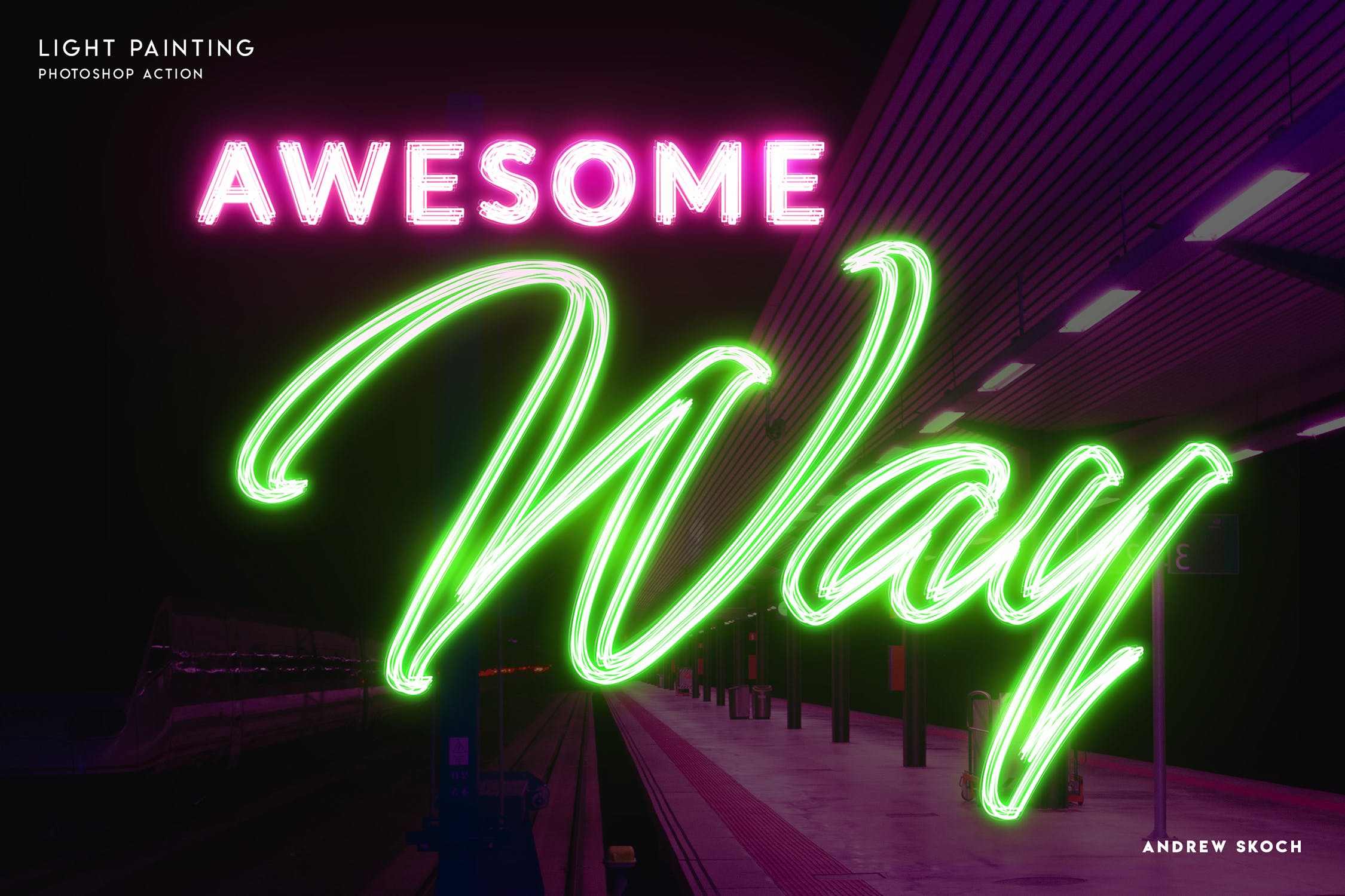 霓虹灯发光字体特效PS动作 Light Painting – Photoshop Action插图(7)