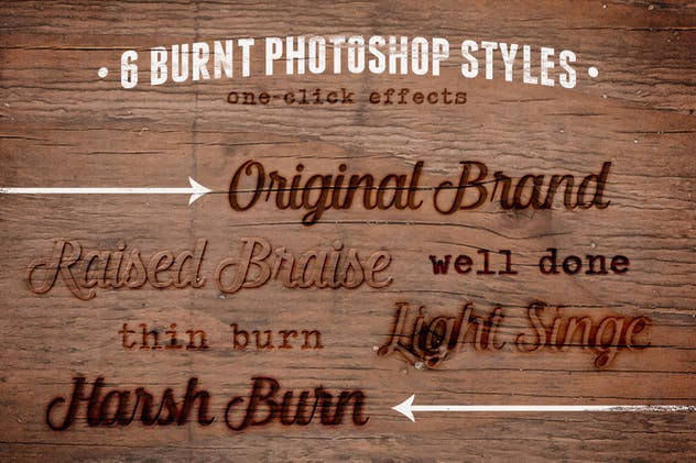 电刻笔灼烧文本图层样式 Burn Baby Burn Woodburning FX Kit插图(4)