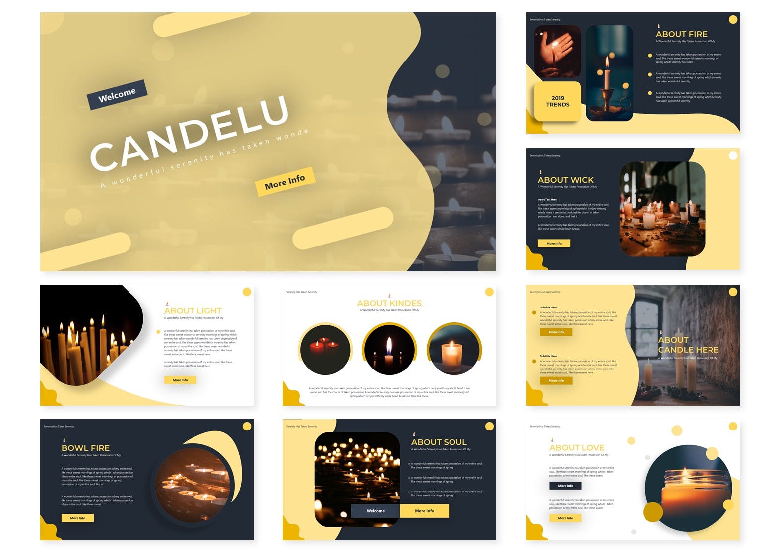 烛光蜡烛元素版式设计素材库精选谷歌演示模板 Candelu | Google Slides Template插图(1)