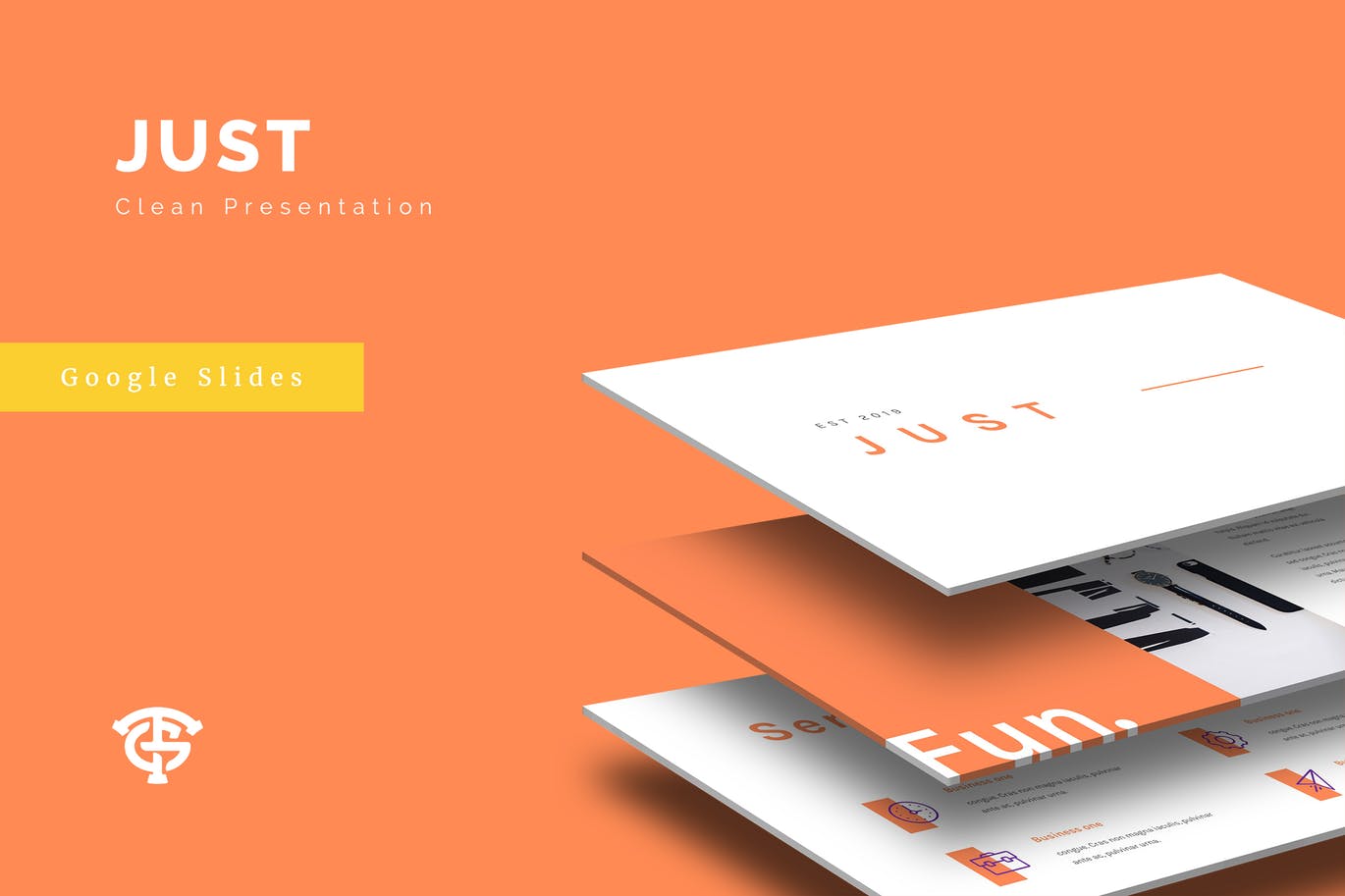 极简主义企业服务介绍素材库精选谷歌演示模板 Just Clean – Google Slides插图
