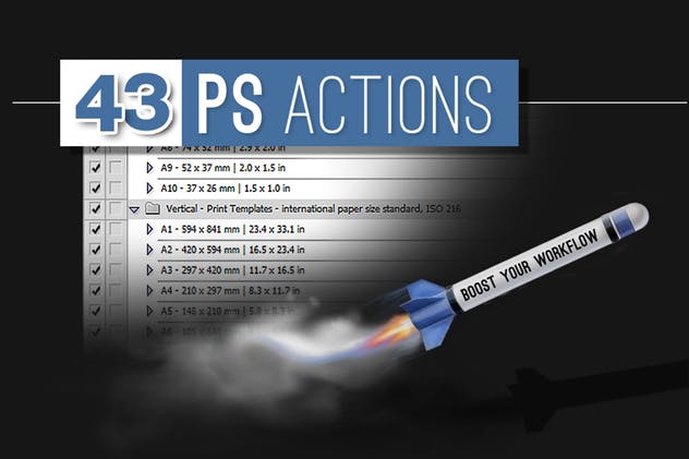 常用纸张规格设置模板生成器PS动作 Print Templates Generator Photoshop Actions插图(2)