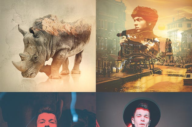 炫酷双重曝光海报照片特效PS动作 Double Exposure Photoshop Actions插图(6)