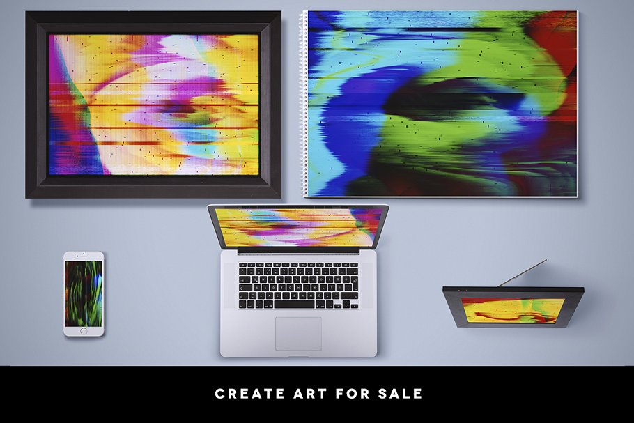 失真抽象信号丢失照片效果处理PS动作 Glitch Background Creation Kit插图(3)