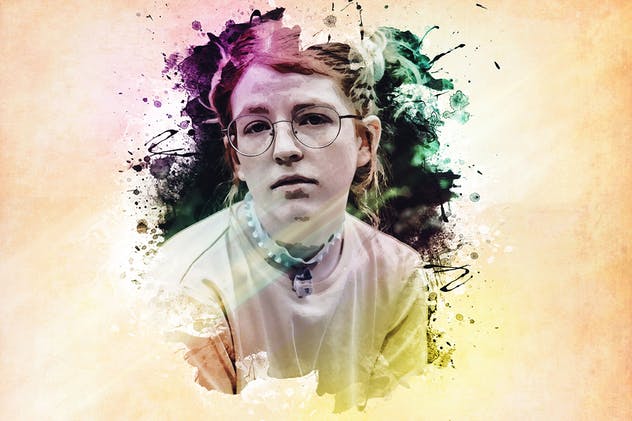 水彩绘画特效PS动作PSD智能对象图层 Watercolor Photoshop PSD Template插图(5)