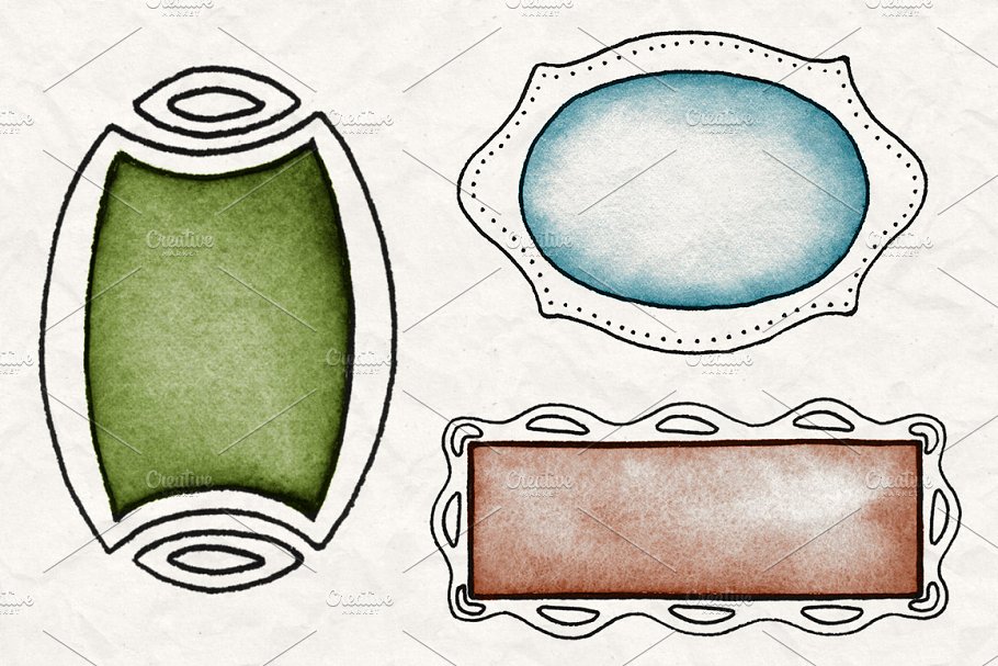 复古手绘装饰框架图形笔刷合集1 Hand Drawn Frames Brush Pack 1插图