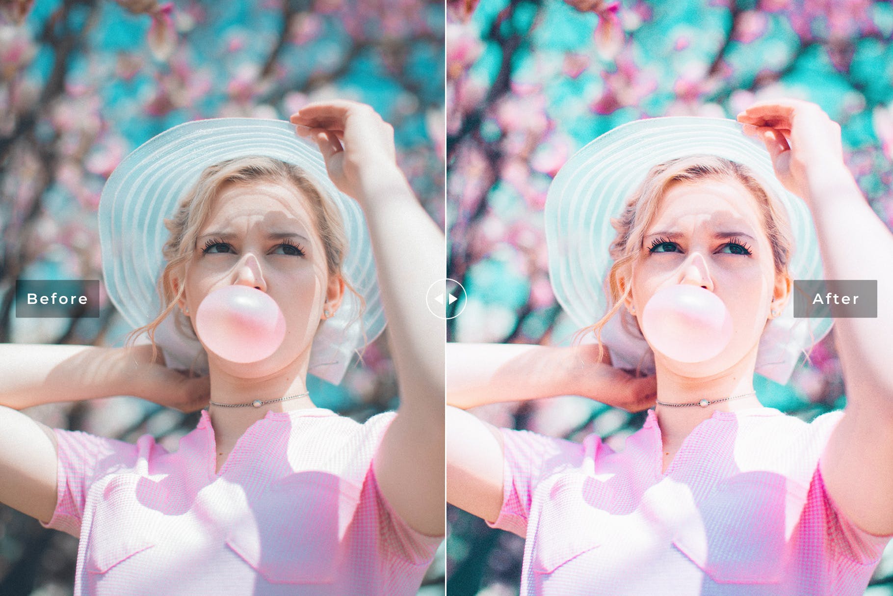 粉红明快梦幻效果照片调色滤镜LR预设下载 Sweet Pink Mobile & Desktop Lightroom Presets插图(3)