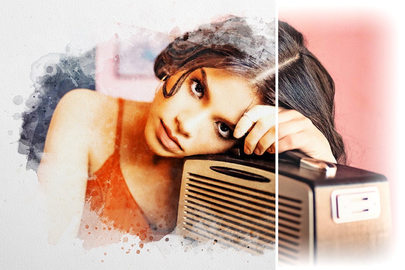 水彩绘画干笔刷效果PSD分层模板 Watercolor Dry Brush Effects插图(4)