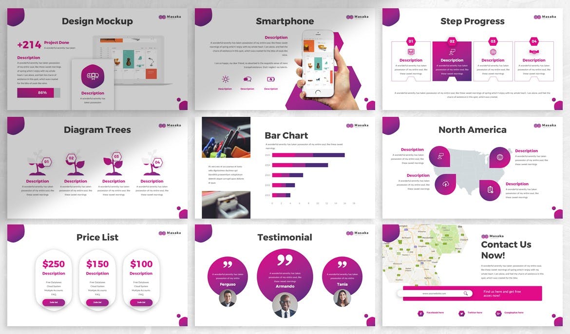 创意设计服务公司业务介绍PPT幻灯片模板 Masaka – Creative Powerpoint Template插图(3)
