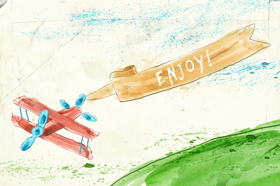 94款水彩画笔笔画笔迹AI笔刷 Watercolor Vector Art Brushes插图(4)