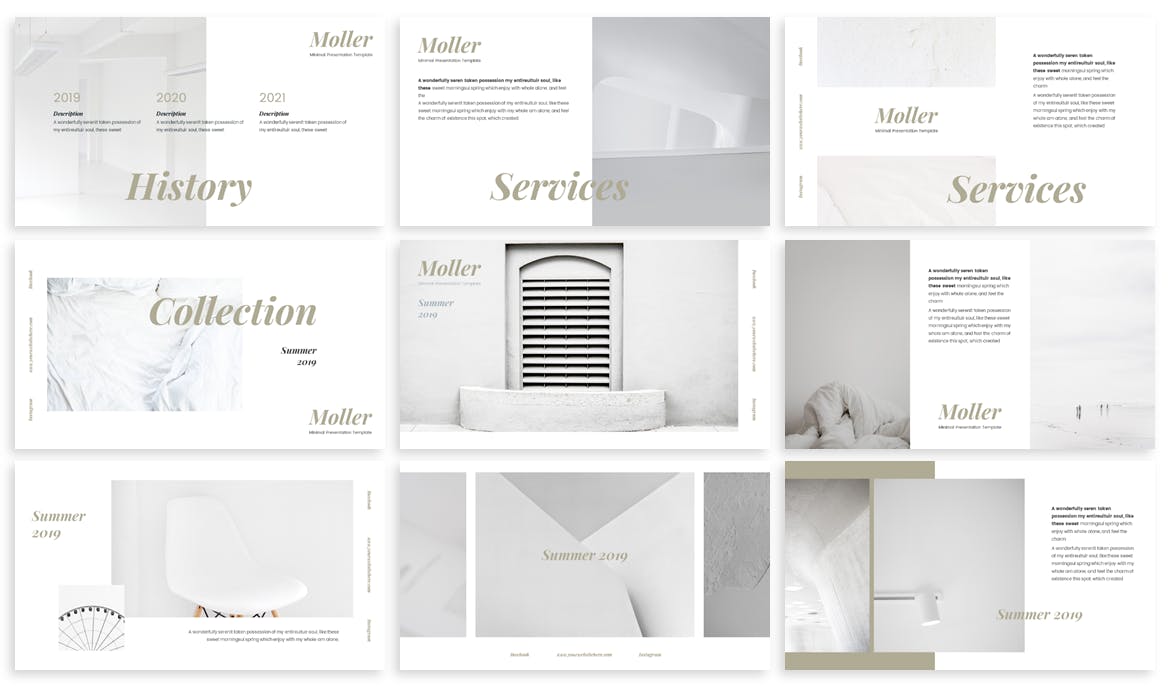 极简Lookbook设计风格素材库精选谷歌演示模板 Moller – Lookbook Google Slide Template插图(2)