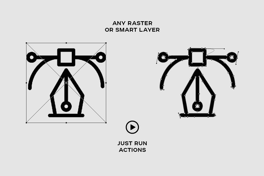 任何层（文本，图形，智能层）转换为形状和路径PS动作 Path & Shape Maker for Photoshop插图(2)