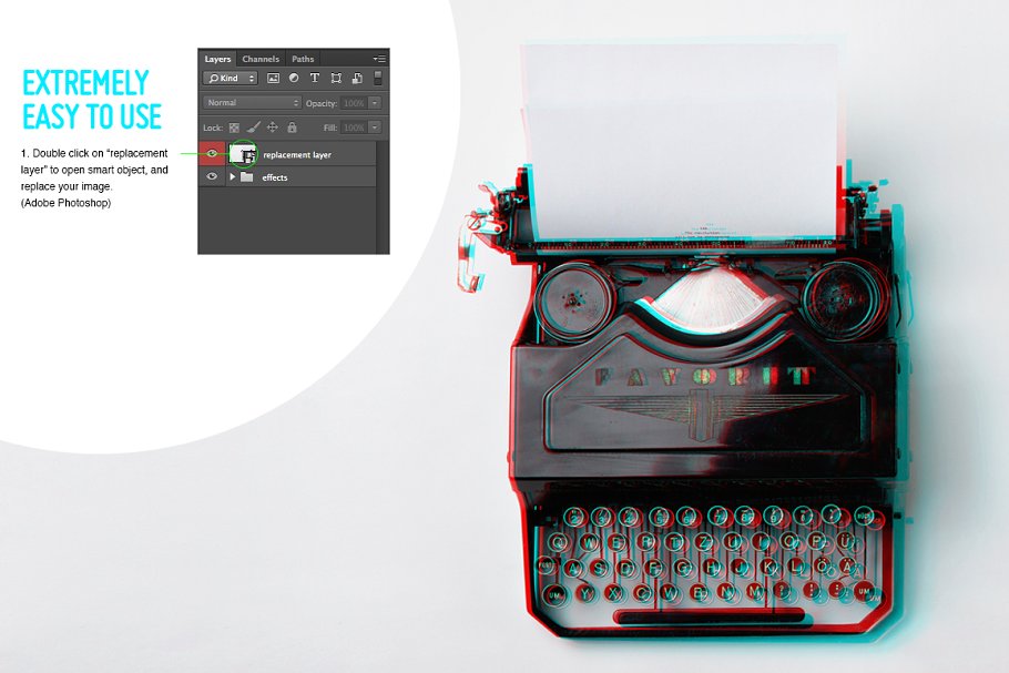 3D立体化浮雕照片处理效果PS动作 Quick 3D Anaglyph Effect插图(2)