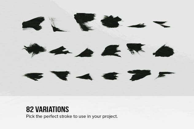 82款墨水笔迹笔画PS笔刷 82 Sumi-E Ink Strokes插图(1)