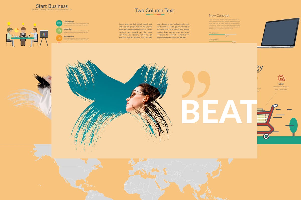 美容时尚行业适用PPT幻灯片模板 BEAT Powerpoint Template插图