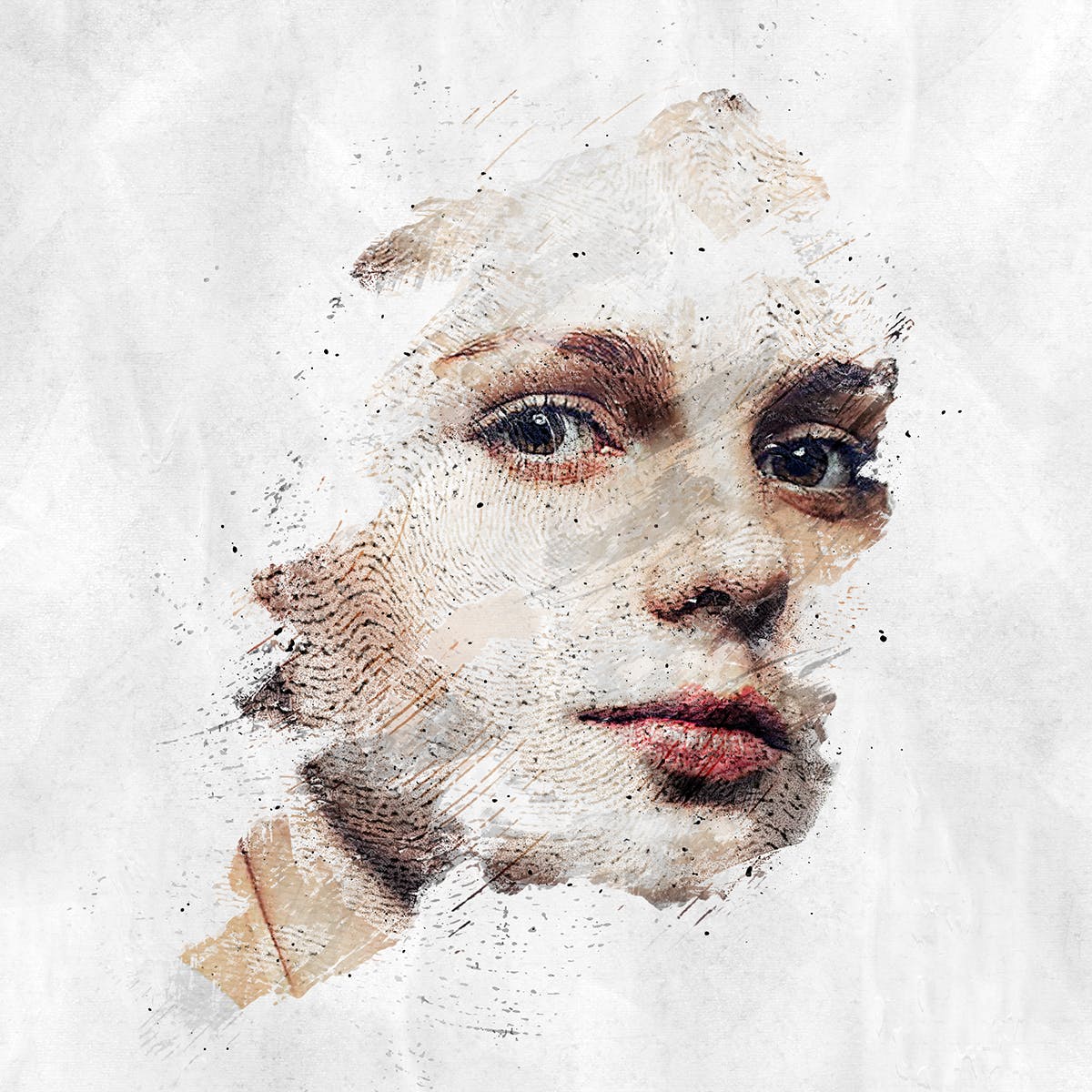 指纹怀旧划痕效果照片特效处理PS动作 Fingerprint CS4+ Photoshop Action插图(1)