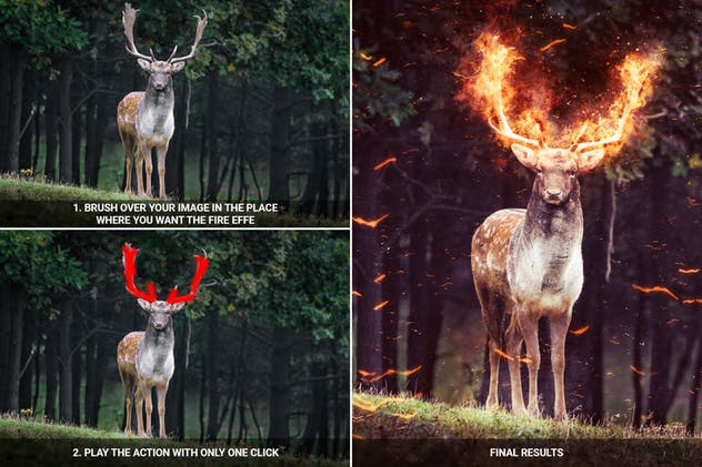 炫酷逼真火焰装饰效果PS动作 Fire Photoshop Action插图(3)