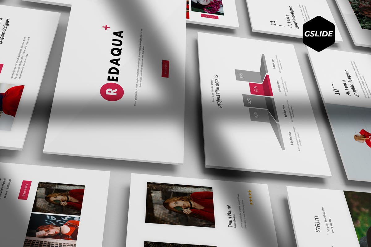 设计师个人简历履历Google Slides幻灯片模板 Redaqua – Google Slides Template插图