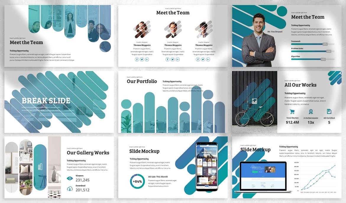 抽象几何渐变色彩主题谷歌幻灯片模板 Jaster – Abstract Google Slides Template插图(2)