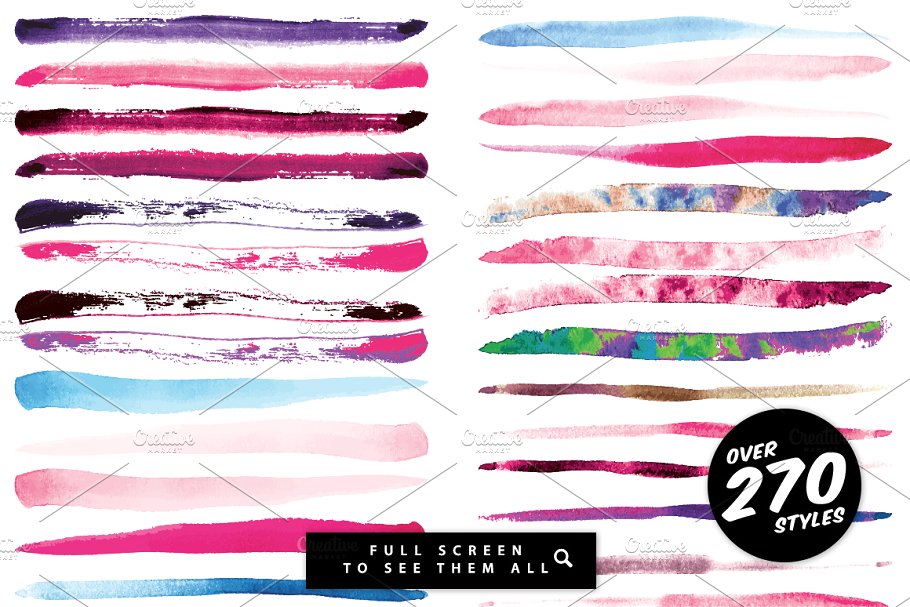 数码绘画设计师必备的270+画笔AI笔刷 Power Paint Illustrator Brushes插图(1)