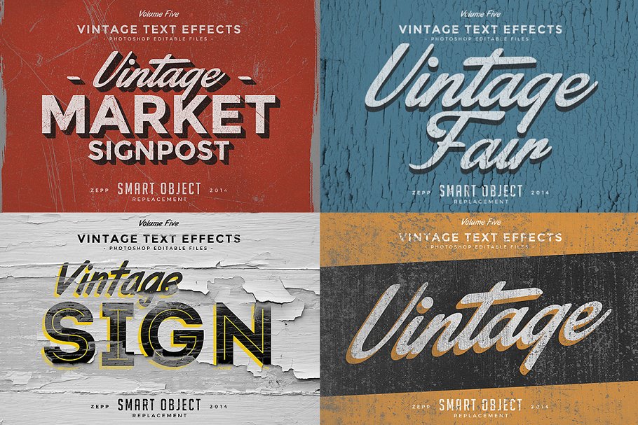 复古做旧风格文本图层样式v5 Vintage Text Effects Vol.5插图(1)