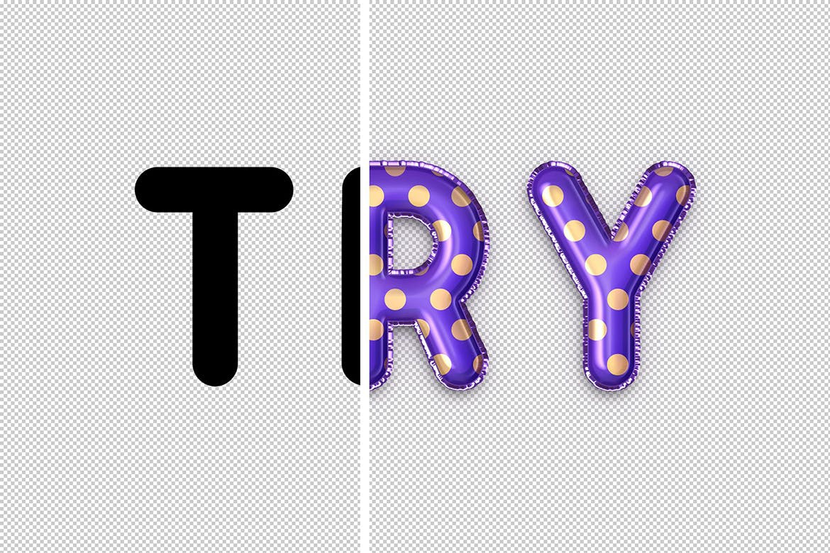 金箔气球文本效果字体特效样式PSD分层模板 Foil Balloon Text Effects插图(6)